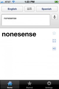 Google's translation of a misspelling of  'nonsense'